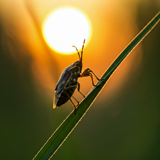 a picture of a cinch bug on a blade of grass
